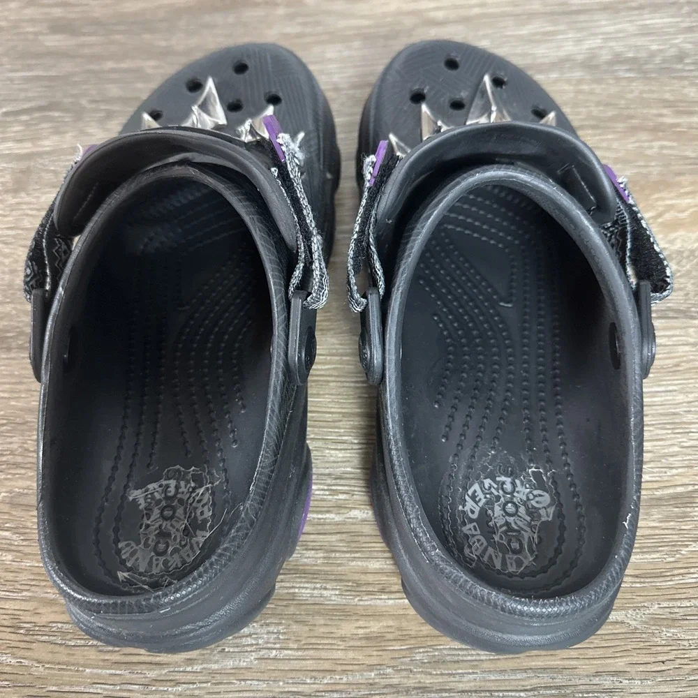 Crocs Black Panther Clogs Kids J5 Marvel Spiked Jibbitz Comfort Shoes